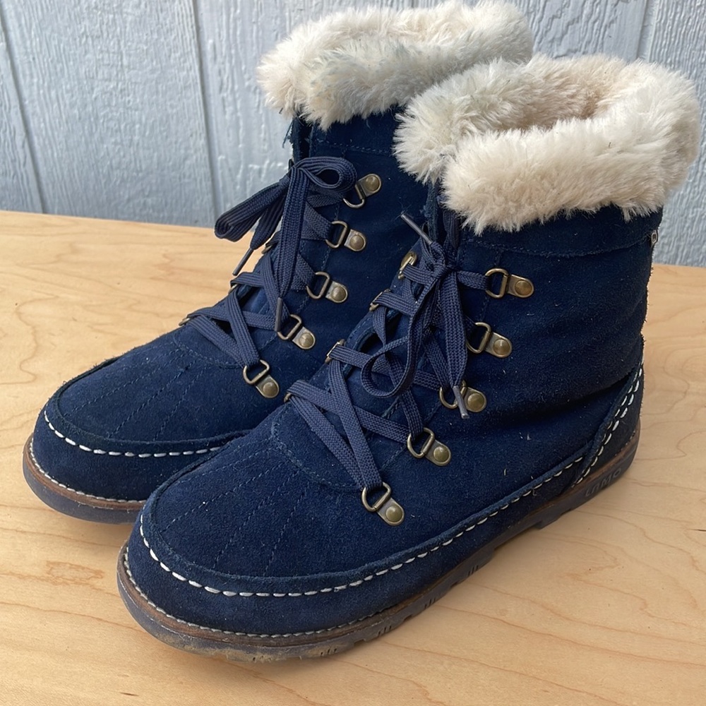 LAMO Womens Suede Lace Up Faux Fur Lined Boots size 10